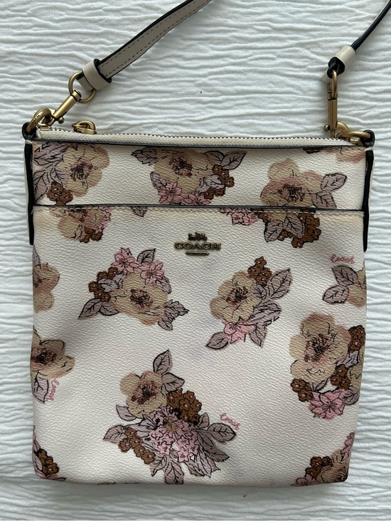 Coach Handbags - Vintage Coach Cream Floral Crossbody with Pink and Brown Accents